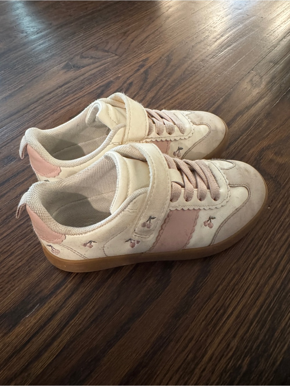 H&M Beige and Pink Kids Sneakers with Cherry Motif